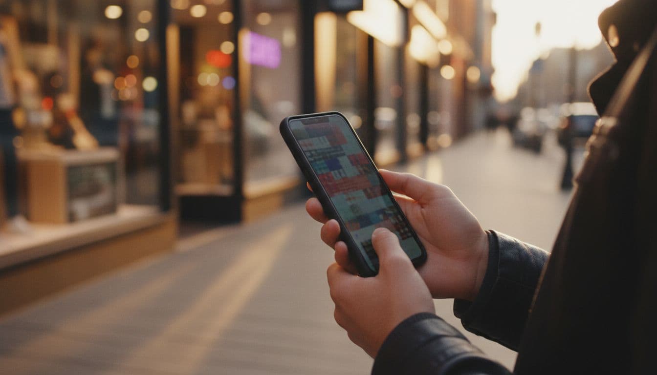 Young creator holding a phone vertically to review an AI-made short video before posting