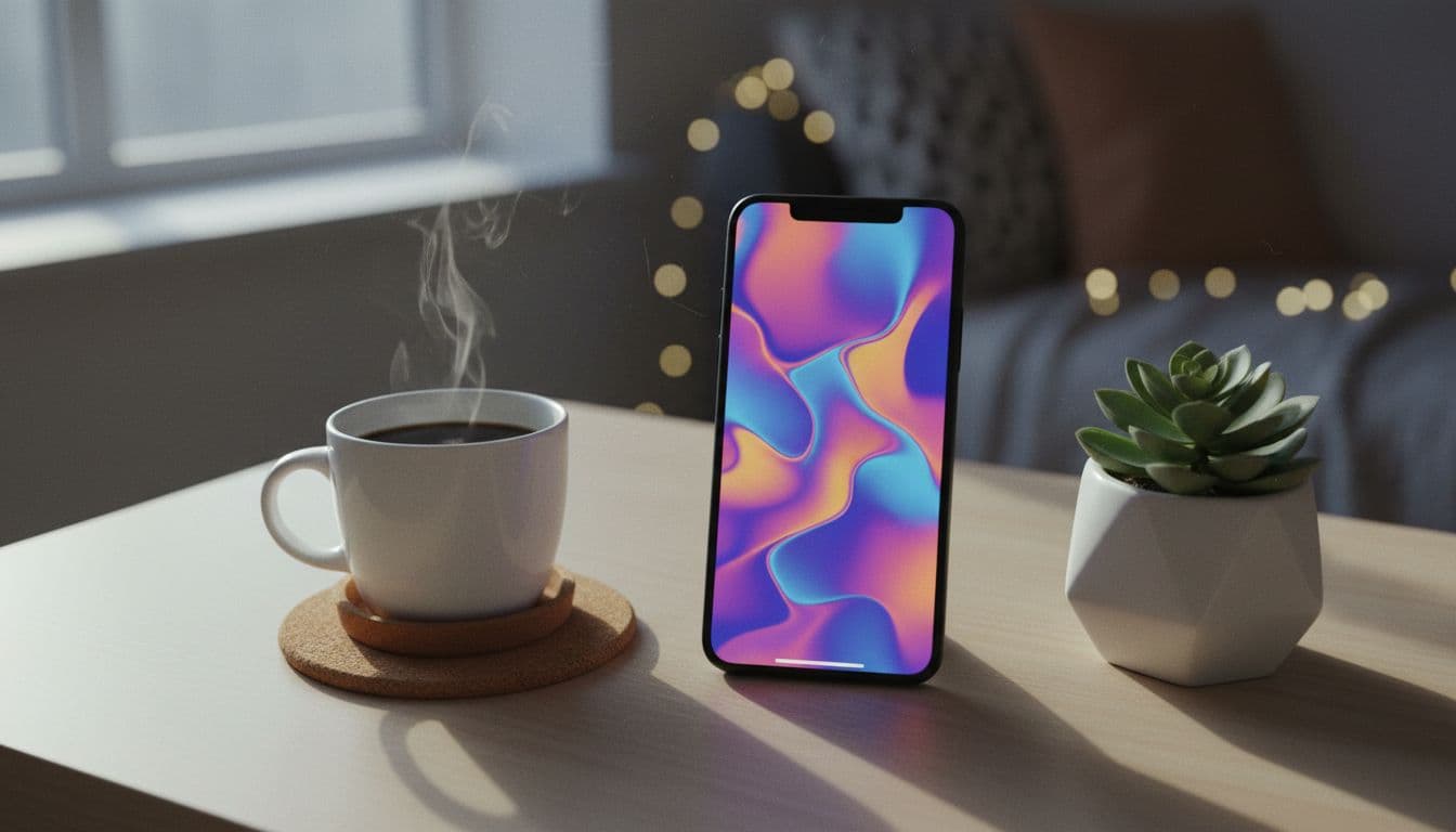 Smartphone auf einem Schreibtisch mit einer Hochformat-Videovorschau, Illustration zu KI Video Trends 2026