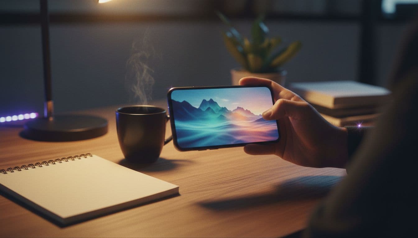 Maker bekijkt een korte AI-gegenereerde clip met geluid op een smartphone, het soort resultaat dat een Grok AI video generator oplevert