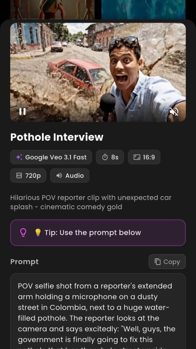 Tela inicial do app VIBE mostrando seleção de modelo de IA
